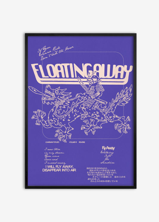 Poster Floating Away cadre noir