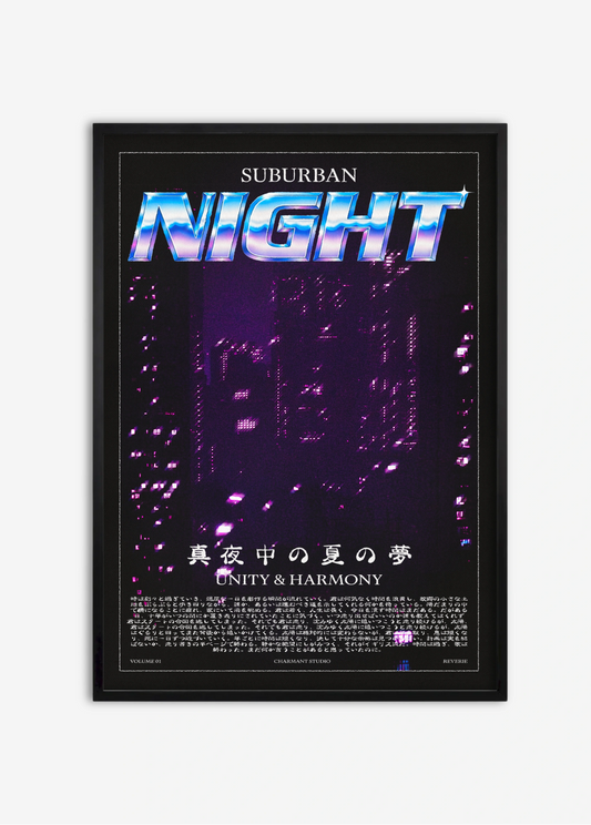 Poster Suburban Night cadre noir